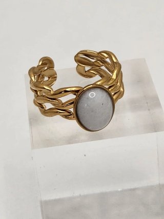 Anillo Acero Quirúrgico Baño Oro Ajustable