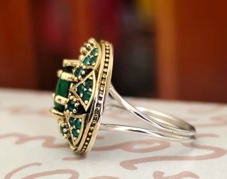 Anillo Vintage Plata 925 Esmeralda