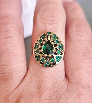 Anillo Vintage Plata 925 Esmeralda