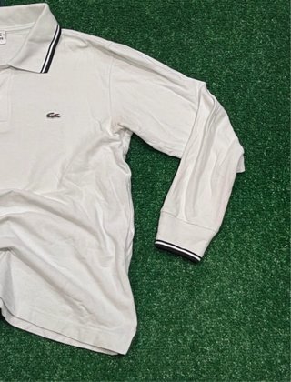 Polo Lacoste Blanco Manga Larga