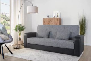Sofá cama 3 plazas gris y negro
