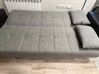 Sofá cama 3 plazas gris y negro