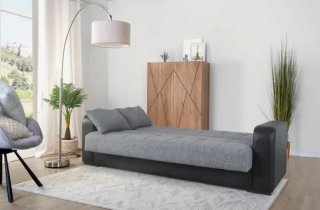 Sofá cama 3 plazas gris y negro