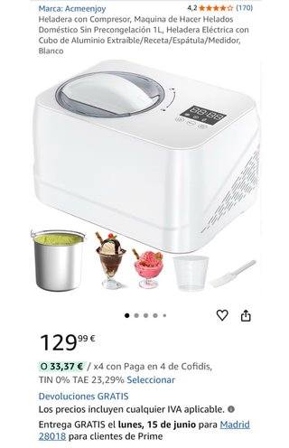 Heladera - Máquina de hacer helados NUEVA
