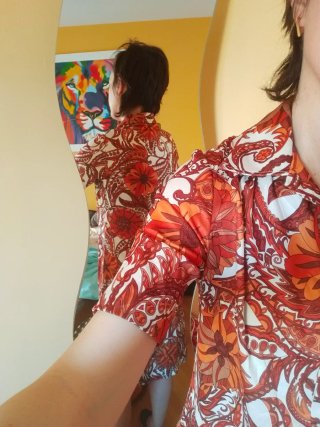 Vestido Vintage Marrón y Naranja Talla M
