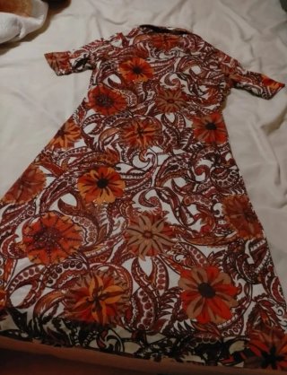Vestido Vintage Marrón y Naranja Talla M