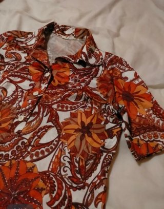 Vestido Vintage Marrón y Naranja Talla M