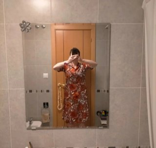 Vestido Vintage Marrón y Naranja Talla M