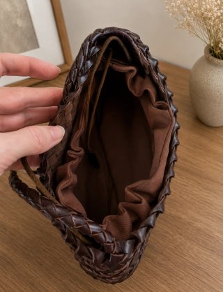 Borsa marrone cioccolato intrecciata,