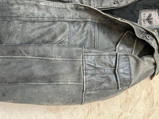 Giubbotto aviatore in pelle vintage da uomo grigio