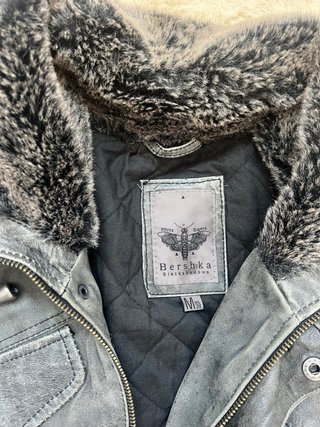 Giubbotto aviatore in pelle vintage da uomo grigio