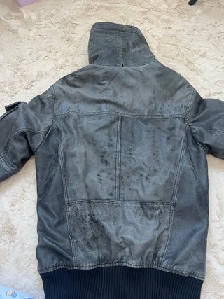 Giubbotto aviatore in pelle vintage da uomo grigio