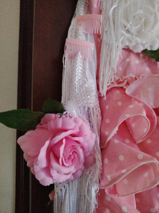 Traje gitana corto, rosa  lunares blancos, talla 6