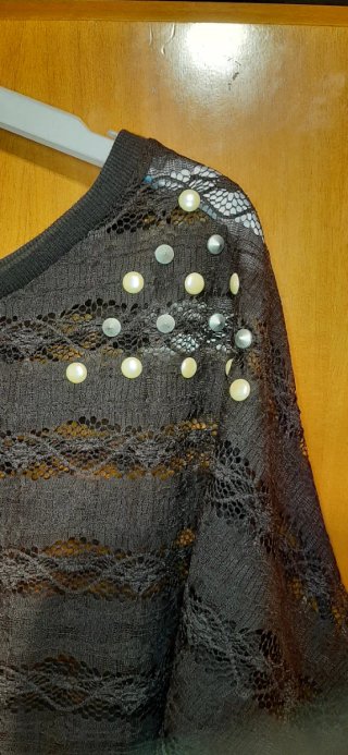 Blusa Shana Talla L semitransparente Marrón