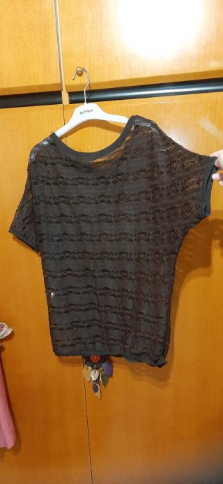 Blusa Shana Talla L semitransparente Marrón