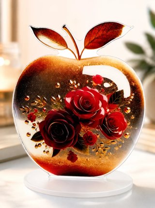 Mela Decorativa con Rose Rosse  Decorazione!