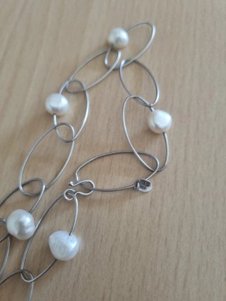Collar Tous Elipse Plata y Perlas