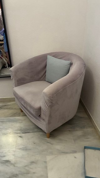 Sillón Ikea gris/rosa con funda