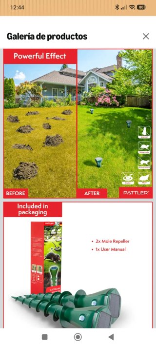 Ahuyentador de topos, animales y plagas solar Patt