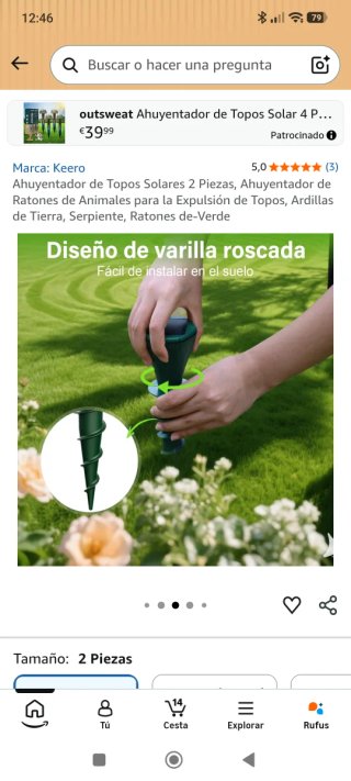 Ahuyentador de topos, animales y plagas solar Patt