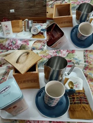 Set de cafe y Cortina