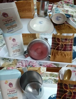 Set de cafe y Cortina