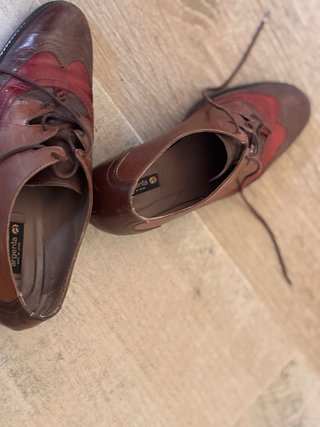 Zapatos Oxford Marrón y Rojo Talla 37