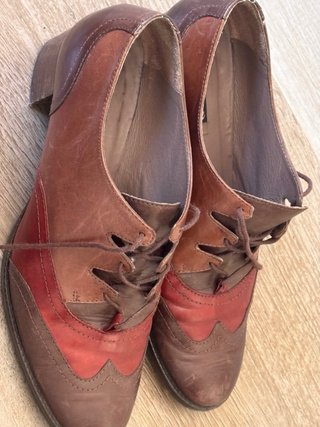 Zapatos Oxford Marrón y Rojo Talla 37