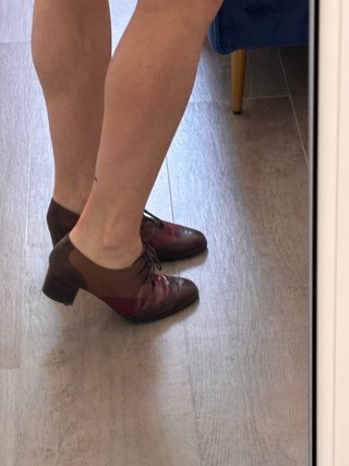 Zapatos Oxford Marrón y Rojo Talla 37