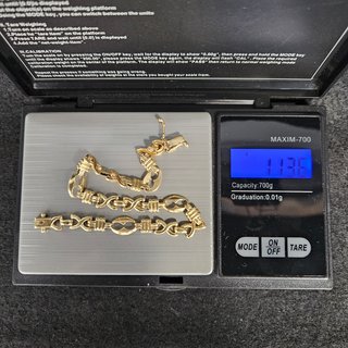 Pulsera de Oro Maciza 18K Combinada, 11,36gr, 21cm