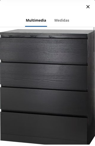 Cómoda Ikea Malm 4 cajones negro-marrón