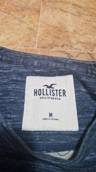 Camiseta Hollister Azul y Blanca
