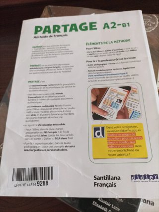 PARTAGE A2/B1 LIVRE+CAHIER