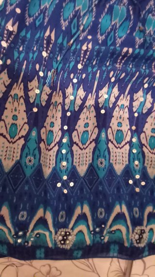 Falda larga Zara azul estilo boho con lentejuelas