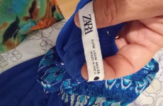 Falda larga Zara azul estilo boho con lentejuelas