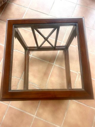 Mesa auxiliar madera y cristal