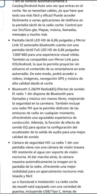 Radio Coche 1 DIN Pantalla Táctil CarPlay/Android