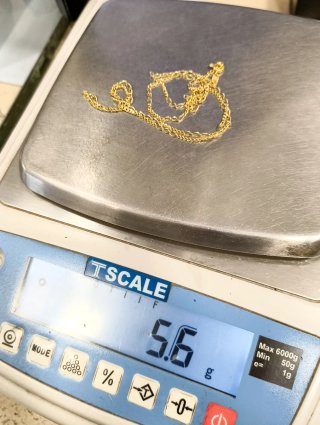 Cadena fina oro 18kt eslabones ovales 60cm largo