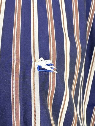 Etro Milano Camicia Uomo 41 XL Slim Fit Righe Blu