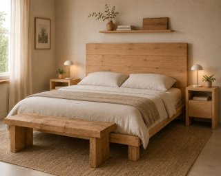 Cabecero de cama en madera maciza, Artesanal!