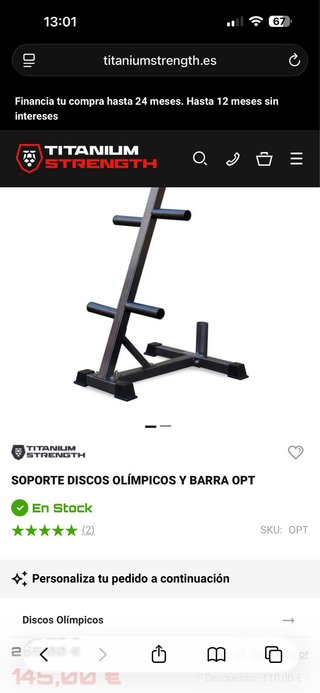 Soporte discos y barra Titanium Strength
