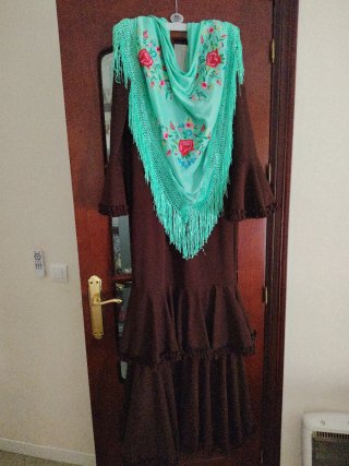 Traje de flamenca mujer marrón chocolate xxl
