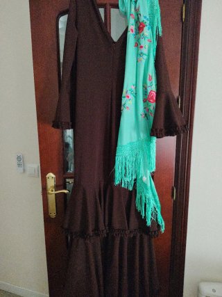 Traje de flamenca mujer marrón chocolate xxl