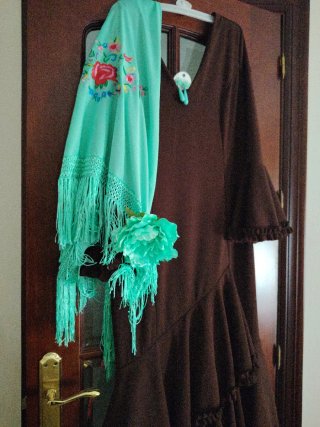Traje de flamenca mujer marrón chocolate xxl