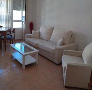 Sofá 3 plazas + sillón tela beige