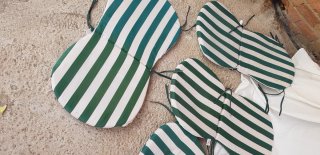 5 Cojines Rayas Verde y Blanco