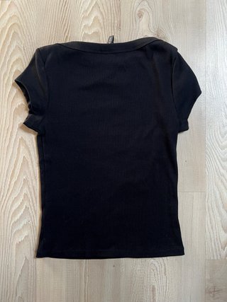 Top canalé H&M cuello barco negro Talla S