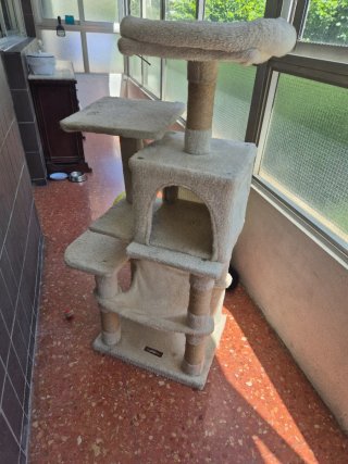 Árbol para gatos beige y marrón