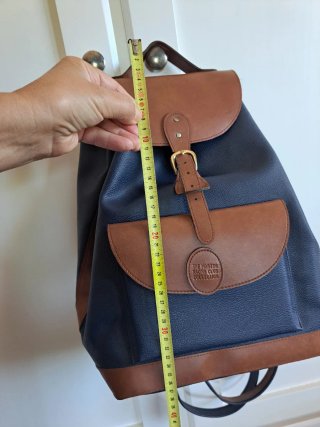 Mochila de piel sintética azul y marrón