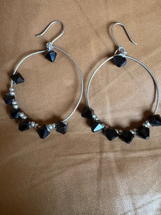Pendientes Aro con Cristales Negros